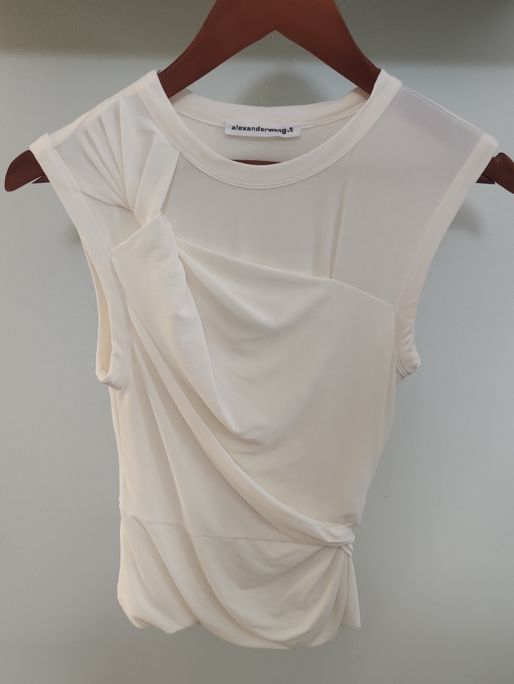 Alexander Wang Cream Draped Sleeveless Top